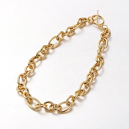 Honeyhandy 304 Stainless Steel Rolo Chain Necklace, with Toggle Clasps, Golden, 18.5 inch(47cm)