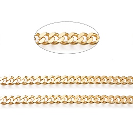 Honeyhandy Brass Cuban Link Chains, Chunky Curb Chains, Oval, Unwelded, Long-Lasting Plated, with Spool, Real 18K Gold Plated, Link: 7.5x9x2mm, about 16.4 Feet(5m)/roll