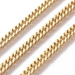 Honeyhandy 304 Stainless Steel Cuban Link Chains, Chunky Curb Chains, with Spool, Unwelded, Golden, 4.5x1.8mm, Link: 7x4.5x0.8mm, about 32.8 Feet(10m)/roll