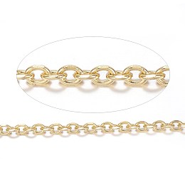 Honeyhandy Ion Plating(IP) 304 Stainless Steel Cable Chains, Diamond Cut Chains, Unwelded, Faceted, with Spool, Oval, Golden, 4x3x1mm, about 32.8 Feet(10m)/roll