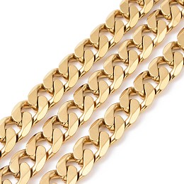 Honeyhandy 304 Stainless Steel Cuban Link Chains, Twisted Chains, Unwelded, Golden, 10mm, Links: 13.5x10x3mm