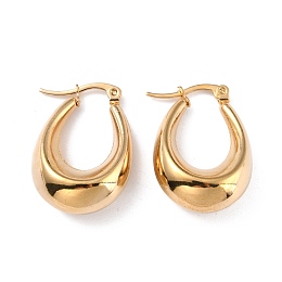 Honeyhandy  304 Stainless Steel Hoop Earrings, Hypoallergenic Earrings, Real 24K Gold Plated, 28x19x10mm, Pin: 0.7x1mm