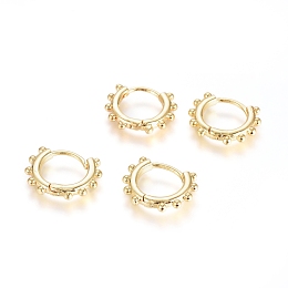 Honeyhandy Brass Huggie Hoop Earrings, Long-Lasting Plated, Ring, Real 18K Gold Plated, 12 Gauge, 13.5x16.5x2mm, Pin: 1mm