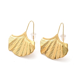 Honeyhandy Ion Plating(IP) 304 Stainless Steel Ginkgo Leaf Dangle Earrings for Women, Golden, 22x27.5x2mm, Pin: 0.5mm