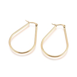 Honeyhandy 304 Stainless Steel Hoop Earrings, Hypoallergenic Earrings, teardrop, Golden, 12 Gauge, 48x33x2mm, Pin: 0.6mm