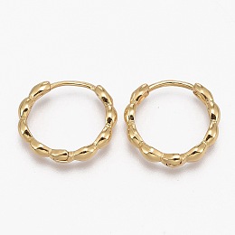 Honeyhandy Brass Huggie Hoop Earrings, Long-Lasting Plated, Ring, Real 18K Gold Plated, 16x3mm, Pin: 1mm