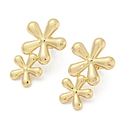 Honeyhandy 304 Stainless Steel Stud Earrings, Flower, Golden, 27x17.5mm