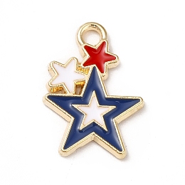 Honeyhandy Alloy Enamel Pendants, Cadmium Free & Nickel Free & Lead Free, Golden, Star Charms, Colorful, 17x12x1.5mm, Hole: 1.8mm