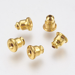 Honeyhandy Brass Ear Nuts, Earring Backs, Bell, Golden, 5.5x4.8mm, Hole: 1.2mm, Fit For 0.8~0.9mm Pin