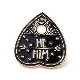 Honeyhandy He Him Word Enamel Pin, Spade Alloy Badge for Backpack Clothes, Golden, Black, 30x27.5x2mm, Pin: 1mm, Hole: 4mm.