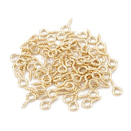 Honeyhandy Brass Screw Eye Pin Peg Bails, For Half Drilled Beads, Long-Lasting Plated, Rack Plating, Real 14K Gold Plated, 8x4x1mm, Hole: 2mm