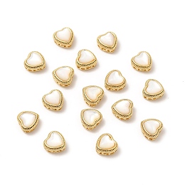 Honeyhandy Natural Pearl Heart Beads, with Brass Findings, Real 14K Gold Plated, 7x7x5mm, Hole: 1.2mm