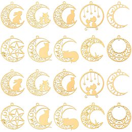 OLYCRAFT 40pcs Cat Moon Pendants Charms Jewelry Charms Bulk Gold Plated Heart Rabbit Star Charms Pendants DIY for Earrings Necklace Bracelet Jewelry Making and Crafting