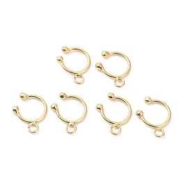 Honeyhandy Brass Cuff Ear Cuff Findings, with Loop, Long-Lasting Plated, Ring, Cadmium Free & Lead Free, Real 18K Gold Plated, 15x11.5x2.5mm, Hole: 1.9mm