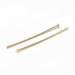 Honeyhandy Brass Flat Head Pins, Real 18K Gold Plated, 50x0.8mm, Head: 2mm