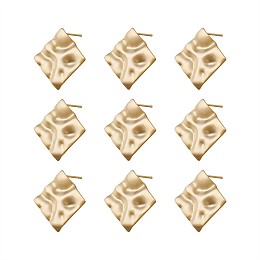 Honeyhandy Brass Stud Earring Findings, with Loop, Rhombus, Real 18K Gold Plated, 25x25mm, Hole: 2.5mm, pin: 0.8mm