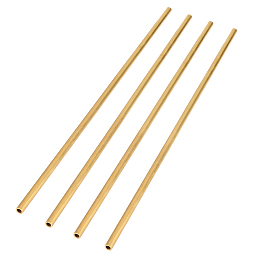 BENECREAT 4pcs Brass Round Tube, 6mm(OD) x 4mm(ID) Hollow Copper Rods for DIY Draft Decoration Models, 30cm Length