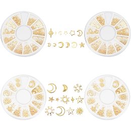 SUNNYCLUE 4 Boxes Star Moon Sun Snowflake Resin Filler Charms Brass Epoxy Resin Supplies Cosmos Themed Epoxy Resin Fillers for Nail Art Decoration Accessories Scrapbook Making Crafts, Gold