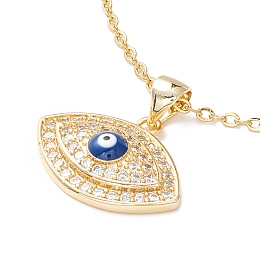 Honeyhandy Clear Cubic Zirconia Evil Eye Pendant Necklace, 304 Stainless Steel Jewelry for Women, Golden, Blue, 17.72 inch(45cm)