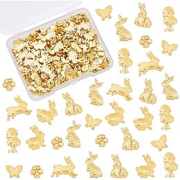 OLYCRAFT 130pcs Animal Themed Resin Filler Charms Alloy Resin Filling Accessories Metal Nail Studs Rabbit Alloy Cabochons Epoxy Resin Supplies For Resin Jewelry Making and DIY Craft - Mixed Shapes