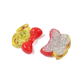 Christmas Series Cute Transparent Resin Decoden Cabochons, with Glitter Powder, Christmas Bell, 16.5x19.5x6mm