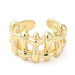 Honeyhandy Brass Hollow Open Cuff Rings, Real 16K Gold Plated, Inner Diameter: 17.2mm