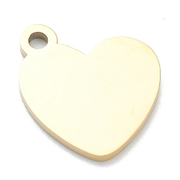 Honeyhandy Ion Plating(IP) 304 Stainless Steel Pendants, Stamping Blank Tag, Heart, Real 18K Gold Plated, 16x16x2mm, Hole: 1.5mm