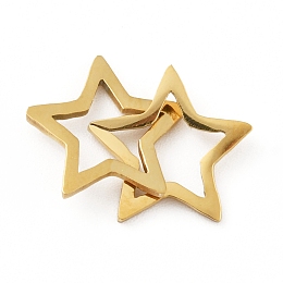 Honeyhandy 201 Stainless Steel Pendants, Hollow, Star, Golden, 18mm