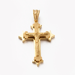 Honeyhandy Easter Theme New Gift 201 Stainless Steel Crucifix Cross Pendants, Golden, 33x23x7mm, Hole: 5x7mm