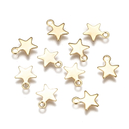 Honeyhandy 304 Stainless Steel Charms, Star, Golden, 8.4~9x7x0.6~0.7mm, Hole: 1.2mm