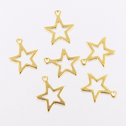 Honeyhandy 201 Stainless Steel Charms, Star, Golden, 14.5x12.5x0.8mm, Hole: 1.2mm