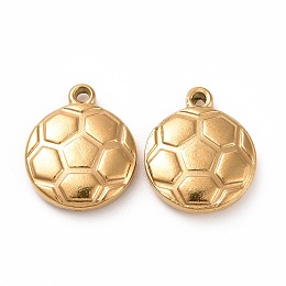 Honeyhandy 304 Stainless Steel Charms, FootBall/Soccer Ball, Golden, 15.5x13x3.5mm, Hole: 1mm