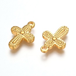 Honeyhandy 304 Stainless Steel Pendant, Cross, Golden, 19x13x3mm, Hole: 2mm