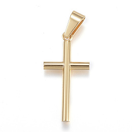 Honeyhandy 304 Stainless Steel Pendants, Cross, Golden, 34x17x3mm, Hole: 9x4mm