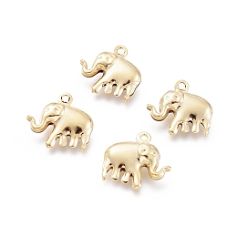 Honeyhandy 304 Stainless Steel Charms, Hollow Elephant, Golden, 14x15x5mm, Hole: 1.2mm