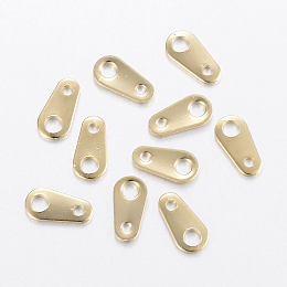 Honeyhandy 304 Stainless Steel Chain Tabs, Chain Extender Connectors, Teardrop, Golden, 8x4x0.7mm, Hole: 1mm & 2mm