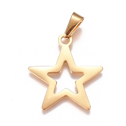 Honeyhandy 304 Stainless Steel Pendants, Star, Golden, 32x29.5x1.5mm, Hole: 10x4mm