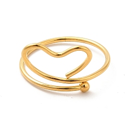 Honeyhandy 201 Stainless Steel Wrapped Fing Rings for Women, Hollow Heart, Golden, 1.2~3.5mm, Inner Diameter: US Size 8(18.1mm), Heart: 12.5x15.5mm