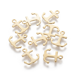 Honeyhandy 304 Stainless Steel Charms, Anchor, Golden, 12x11x0.5mm, Hole: 1.4mm