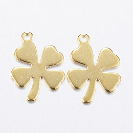 Honeyhandy 304 Stainless Steel Charms,  Clover, Golden, 13.5x10x0.8mm, Hole: 1mm