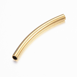 Honeyhandy 304 Stainless Steel Tube Beads, Curved Tube Noodle Beads, Curved Tube, Real 24K Gold Plated, 53x5mm, Hole: 3.5x4mm