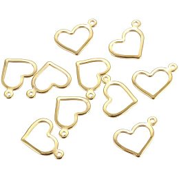 UNICRAFTALE 200pcs Stainless Steel Charms Heart Shape Pendants Golden Charms for Necklace Jewelry Making 10x13.7x1mm, Hole 1mm