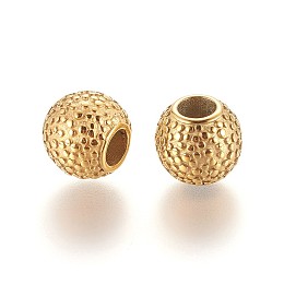 Honeyhandy 304 Stainless Steel European Beads, Large Hole Beads, Ion Plating (IP), Rondelle, Golden, 11.5x11mm, Hole: 5mm