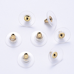Honeyhandy 304 Stainless Steel Bullet Clutch Earring Backs, with Silicone Pads, Earring Nuts, Golden, 11.5x11.5x7mm, Hole: 1.2mm