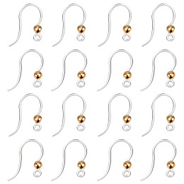 SUNNYCLUE 1 Box 80Pcs Plastic Earring Hook French Earring Hooks Ball Dot Silver Clear Safety Fish Hooks Earring Wires for Jewellery Making Women Beginners DIY Dangle Earrings Crafts Supplies, Gold