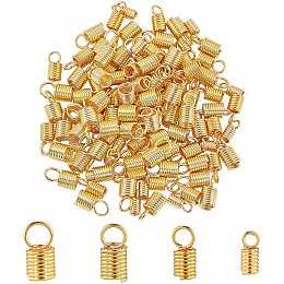 UNICRAFTALE About 120pcs 4 Sizes Golden Coil Cord Ends Stainless Steel Column Ends Caps Leather Cord Ends Bead End Caps for Leather Cord Bracelets Jewelry Making