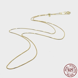 Honeyhandy 925 Sterling Silver Box Chain Necklaces, with Spring Ring Clasps, with 925 Stamp, Golden, 18 inch(45cm), Hole: 2mm, Pin: 0.6mm