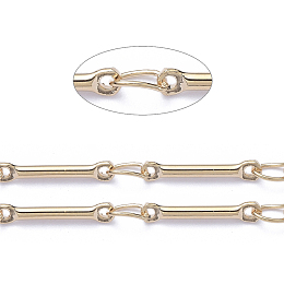 ARRICRAFT Brass Bar Link Chains, Soldered, Real 18K Gold Plated, 13x2x1.2mm