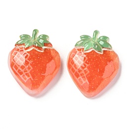 Honeyhandy Transparent Resin Cabochons, Strawberry, Orange Red, 21.5x17x7mm