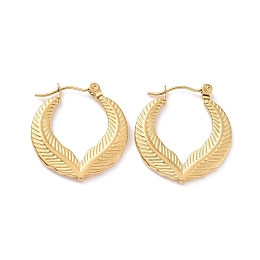 Honeyhandy Ion Plating(IP) 304 Stainless Steel Double Leaf Wrap Hoop Earrings for Women, Golden, 23.5x22x2mm, Pin: 0.8mm